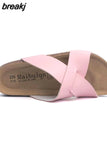 2023 Summer Cross Cork Slipper New Fashion Women Casual Beach Slip on Outside Non-slip Slides