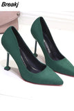 New Fashion Spring and Autumn Temperament Solid Color Belt Heel Shoes All-match High-heeled Pointed Toe Shallow