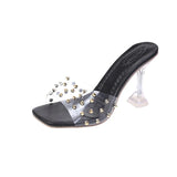 Crystal Clear Transparent Slippers Female Shoes Middle Heels Comfortable New Summer Women Shoes Woman Fashion Cool Mules