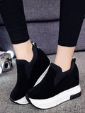 Platform Wedges Casual Female Sneakers 2022 Women Comfortable Shallow Rubber Vulcanize Shoes Black Autumn Loafers 10cm