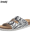 2023 New Summer Women Beach Cork Slippers Casual Double Buckle Clogs Slides Non-slip Outside