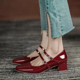 Breakj Size Mary Jane Shoes Popular Summer New Thick Heel Retro Square Head Women's Shoes Fashion Temperament In The Heel Simple Single