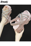 Sandals Comfort Shoes for Women Muffins shoe Clogs With Heel Suit Female Beige New Sports Flat Thick Girls Black Fashion