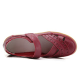 New Genuine Leather Women's Summer Sandals Cut-Outs Woman Flats Shoes Breathable Female Beach Loafers Soft Mother