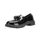 Breakj Spring And Autumn New Bows Shallow Mouth Coarse Leather Shoes Large Size Mary Treasure Shoes Fashion Single