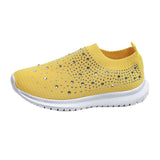Shiny Crystal Knitted Sneakers for Women Plus Size Light Slip on Flats Shoes Woman Casual Soft Bottom Sock Shoes