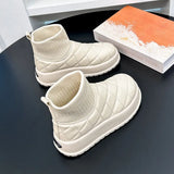Breakj Boots Female 2024 New Winter Short Tube Warm And Velvet Thick Knit Mouth High Help Platform Cotton Shoes HZ