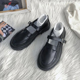 Lolita Mary Jane Shoes Women Cute Kawaii Chunky Platform Flats Fashion Designer Buckle Strap Leather women's Loafers