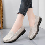 Breakj Autumn Leather Soft Soles Casual Women's Singles Comfortable Anti-Slip Wear-Resistant Mother Shoes Bean Shoes
