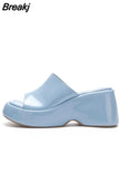 Fashion Brand Women's Slippers 2023 Wedge High Heeled Sandals European Style Simply Casual Comfy Walking Slippers