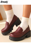 Women Loafers Shoes Brand New Dropship 2023 Spring Fashion Sweet Lolita Cosplay Walking Comfy Chunky Heels Women