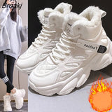 Winter Shoes Women Warm Fur Plush Sneakers Lady Casual Shoes Lace Up Chunky Sneaker Zapatillas Mujer Platform Snow