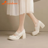 High Heels Mary Jean Pumps Shoes 2023 Fashion Spring Summer French Style Vintage Elegant Bowknot Pumps Comfy Walking