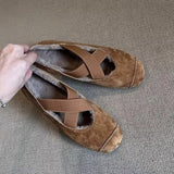 Breakj Lauded Shoes Women's 2025 Autumn And Winter Velvet Tweed Soft Bottom Plus Velvet Warm One-Legged Flat Sole Single