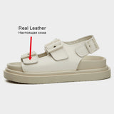 Size 35-40 Ins Sandals For Women Real Leather Shoes Fashion Summer Beach Sandal Ladies Low Heel Shoes Platform