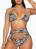 Swimsuits 2022 Woman Fashion Leopard Print High Waist Hollow Split Swimsuit Sexy Backless Lace-Up Slim Waist Two-piece
