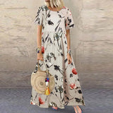 Women's Printed Sundress ZANZEA Bohemian Summer Maxi Dress Casual Short Sleeve Vestidos Female High Waist Robe