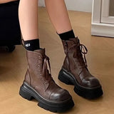 Breakj Bottom Martin Boots Female 2024 Autumn Fashion Wipe Color Washing Car Handsome Lace-Up Short Boots Tide Spring And Autumn Single