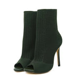 Shoes on Sale 2023 Fashion Women's Boots Summer Slim Ankle Sandals Elegant Stiletto High Heels Peep Toe Knit Sock