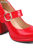 Heels Mary Jeans Pumps 2023 Summer Fashion Ankle Buckle round Toe Women Pumps Elegant Comfy Walking Pumps Plus Size