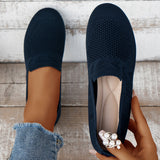 Weaving Net Surface Round Head Flat Single Shoes Women Shallow Casual Flat And Lazy Happy Shoes
