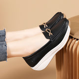 Breakj Leather Thick-Soled Mother Shoes 2024 New Women's Single Shoes Pedal Light And Anti-Slip Loose Pastry Shoes Casual Bean