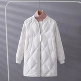 Winter Women White Duck Down Parka Ultra Light Loose Zipper Baseball Uniform Down Jacket Female Casual Long Down