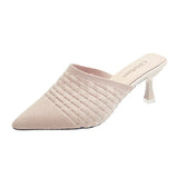 Women Shoes Pointed Woven High Heels Fashion Women Heels Stilettos Mules Loafer Casual Feminine Slippers Sandalias