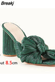 New 2023 Summer Woman Mules Shoes Sandals Super High Heel With Butterfly-knot Sweet Lady Office Shoes Plus Size