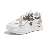 Breakj Korean Leather Face Dad Shoes Female Spring 2025 New Breathable Student Sneakers Heighten Casual Shoes
