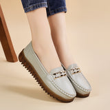 Breakj Leather Shoes Women 2025 Spring Mother Shoes Bean Shoes Women's Large Size Soft-Soled Driving Shoes Large-Size Casual Leather