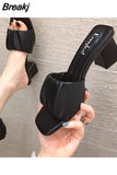 2023 Women Peep Toe Casual Bow Knot Pot Square Heels Slipper Slip on Breathable Beach Summer Sandals Shoes Thick
