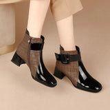 Breakj Heels Women's 2025 New Shoes Winter Korean Version Of The Fashion Round Head Short Boots Lady High Heel Low Barrel