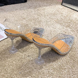Crystal Transparent women's sandals comfortable Ladies Peep Toe party sandals High Heel Shoes Fall protection Non-slip heel