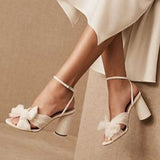 VIP 2023 Summer Woman Sandals Round Heels Super High Heel With Butterfly-knot Sweet Lady Office Shoes Plus Size