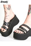 Brand New Gothic Style Vampire Cosplay Platform Wedges Woman Shoes Sandals 2023 Summer Women Shoes Slipper