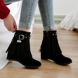 Ankle Boots Winter Shoes For Women Flat Heel Zipper Boots-Women Round Toe Low 2024 Rubber Over-the-Knee Ladies Autumn PU