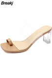 High Heels Women Shoes Clear Heels Fashion PVC Transparent Shoes Heels Sandals Women Slippers Open Toe Party Wedding