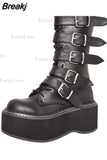 Design Cool Block Great Quality Big Size 43 Gothic Style Platform Woman Boots Fashion Casual Cosy Woman Shoes Ankle