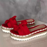 Breakj Thick-Bottomed Bow Slippers Women's One-Character Slope And Loose Cake Large Thick-Bottomed Cool Slippers Women's