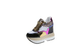 Breakj Women's Shoes Sequins Spell Color Belt Platform Inside Increased Ultra High Heel Casual Shoes Sports Shoes Women's