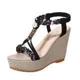 Breakj Sandals Women's Summer Version Of The New Slope And Thick Bottom Water Drill Fish Mouth Sandals Large-Size