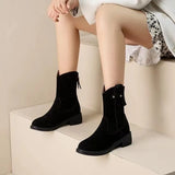 Boots Women 2022 Autumn New Rear Zip Ankle Booties Woman Leisure Round Toe Short Tube Boot Women's Winter Mid