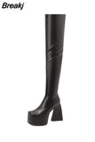 Over The Knee High Boots 2023 Brand Design Zipper White Black Fashion Motorcycle Boots Sexy Party Walking Comfy