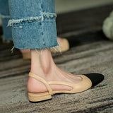 Woman Shoes Beige Heeled Sandals Round Toe Shallow Mouth Original Black Comfort Girls Closed Low Basic PU Neutral Back