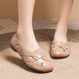 Soft Leather Mother Shoes Hollow Out Women's Casual Single Shoes Beef Tendon Soft Sole Comfortable Old Man Sandals Wenzhou Women's