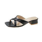 Summer New Women Slipper Fashion Platform Square Pinch Toe High Heel Ladies Slides Dress Party Sandals Sandals for Women