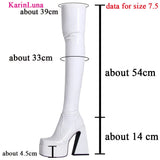 Over The Knee High Boots 2023 Brand Design Zipper White Black Fashion Motorcycle Boots Sexy Party Walking Comfy