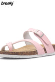 Fashion Cork Slipper 2023 New Women Summer Mixed Color Casual Beach Slip on Outside Flip Flops Slides
