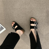 Breakj Retro Slippers Women Wear 2023 New Frosted Leather Shoes In The Summer, Cool Drag Flat
